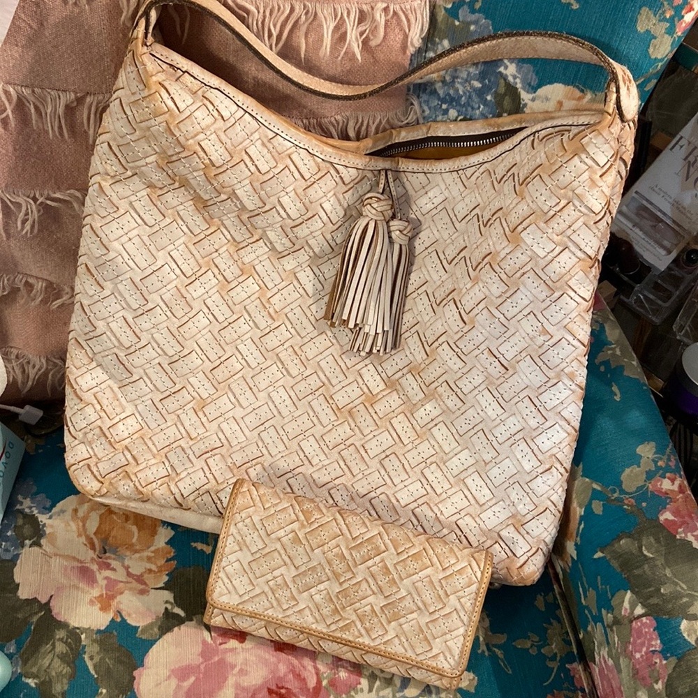 Patricia Nash Off White Cream Purse & Matching Wallet Set